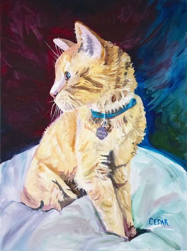 Orange O'Malley. 16" x 12", Acrylic on Canvas, © 2022 Cedar Lee