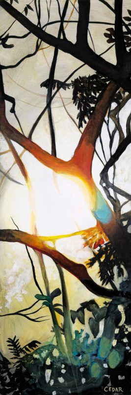 Sunshine Calls. 36" x 12", Acrylic on Wood, © 2024 Cedar Lee