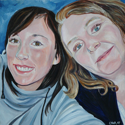 Erin &amp; Her Mom. 20" x 20", Acrylic on Canvas, © 2007 Cedar Lee
