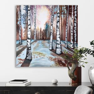 Winter Birches Painting