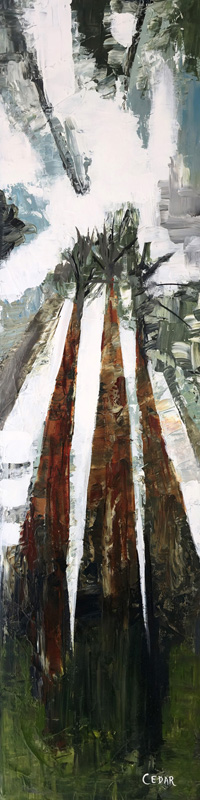 Triplets. 48" x 12", Acrylic on Wood, © 2026 Cedar Lee